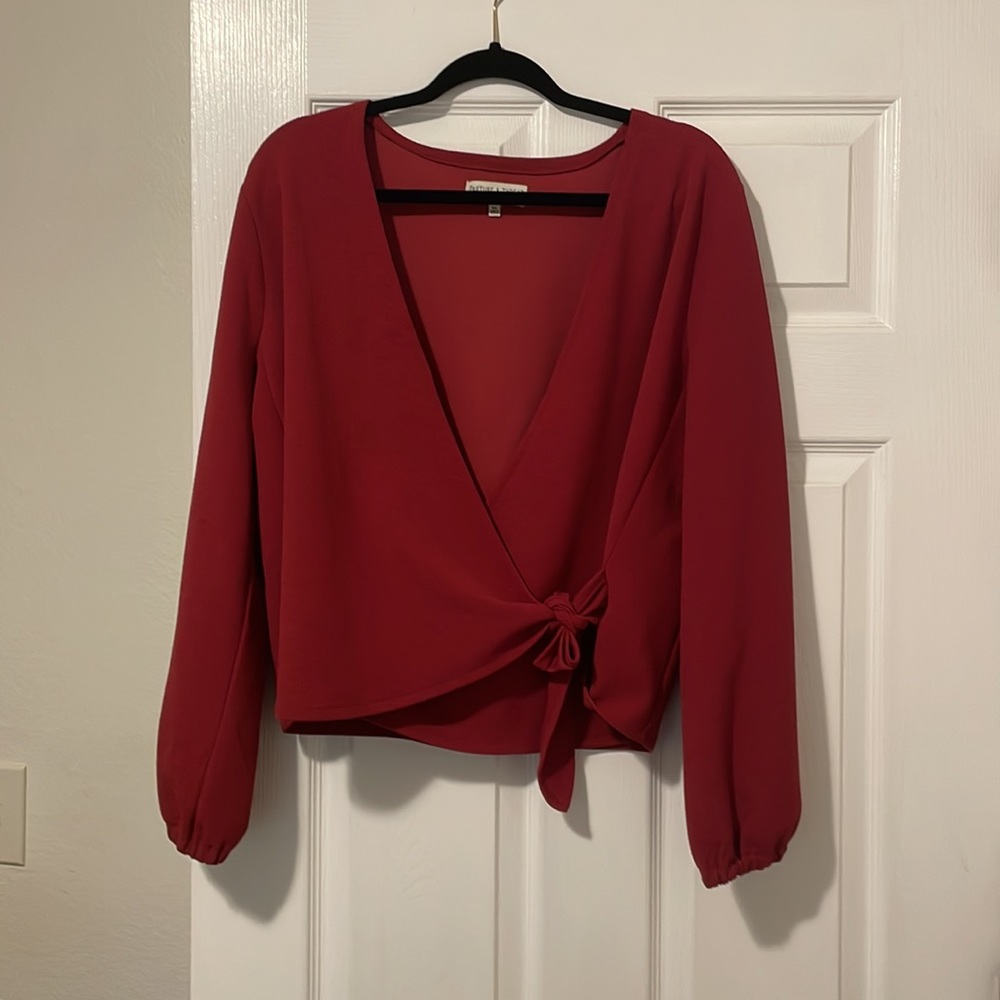 Madewell Dark Red Wrap Tie Top, size XL